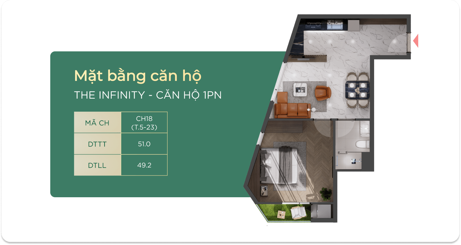 The Infinity Dĩ An loại 1 PHÒNG NGỦ