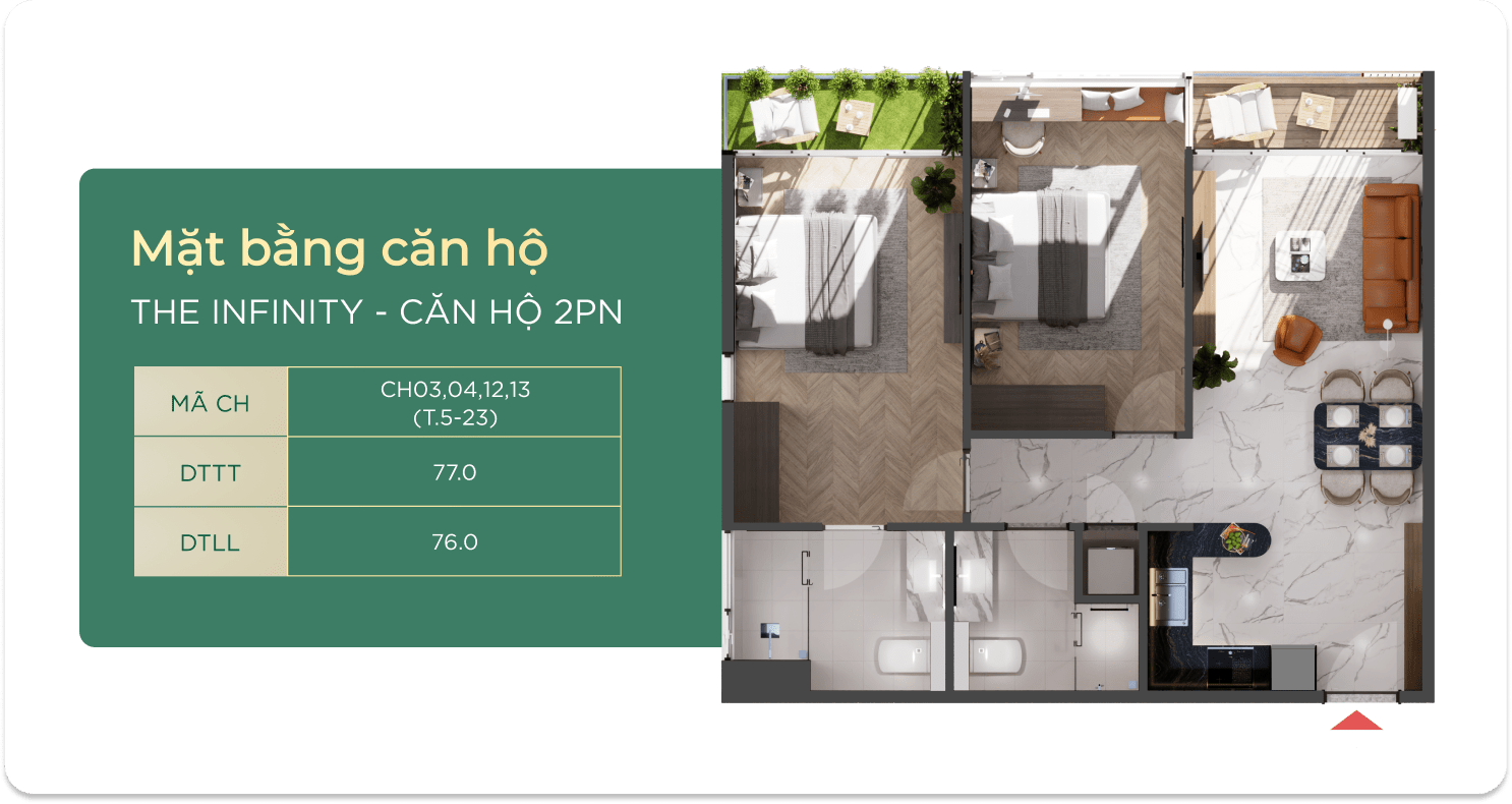 The Infinity Dĩ An loại 2 PHÒNG NGỦ