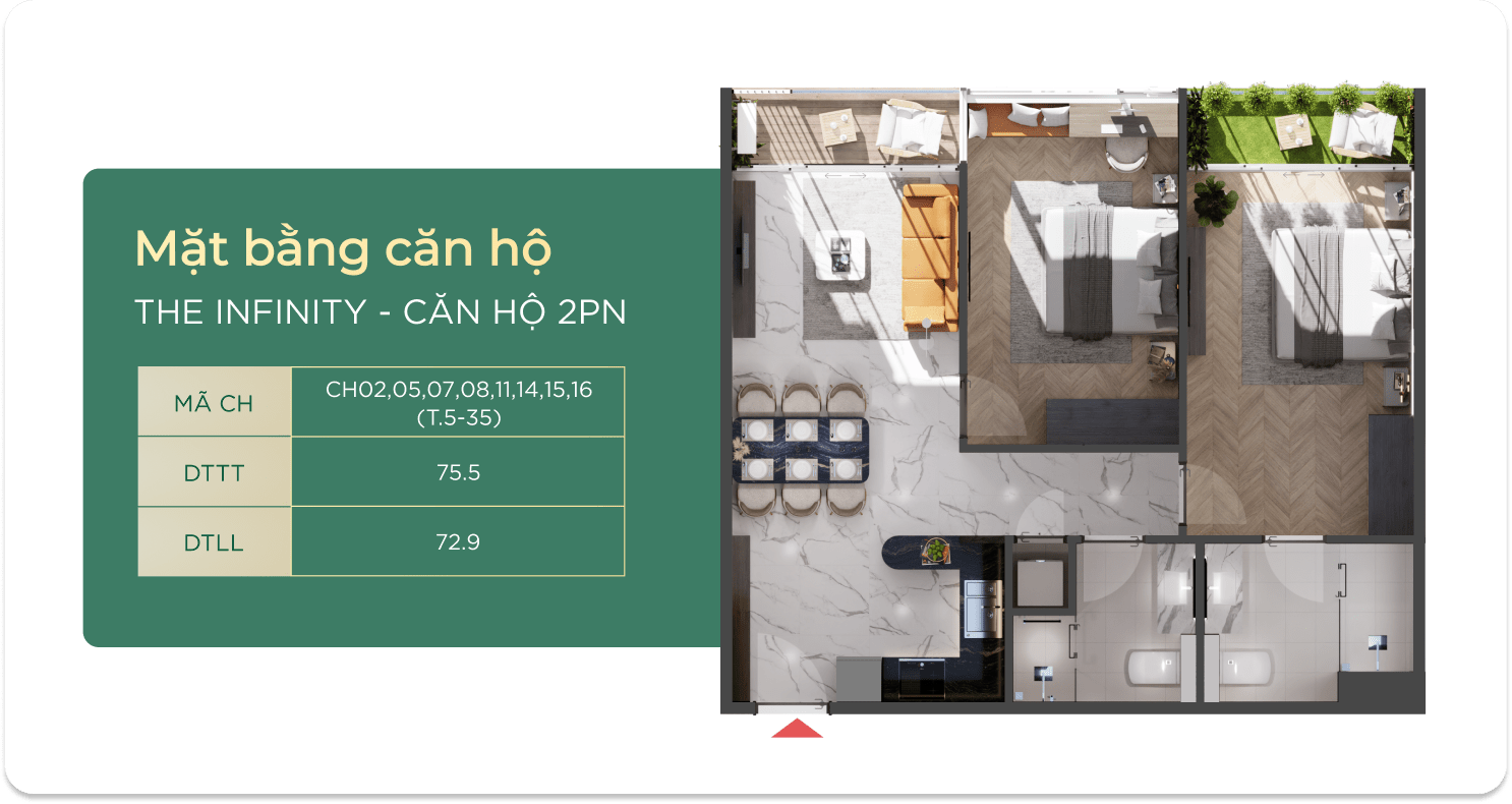 The Infinity Dĩ An loại 2 PHÒNG NGỦ