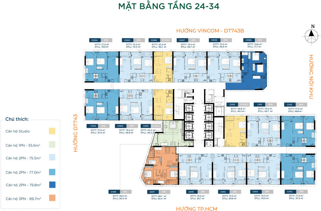 Mặt bằng tầng 24-34
