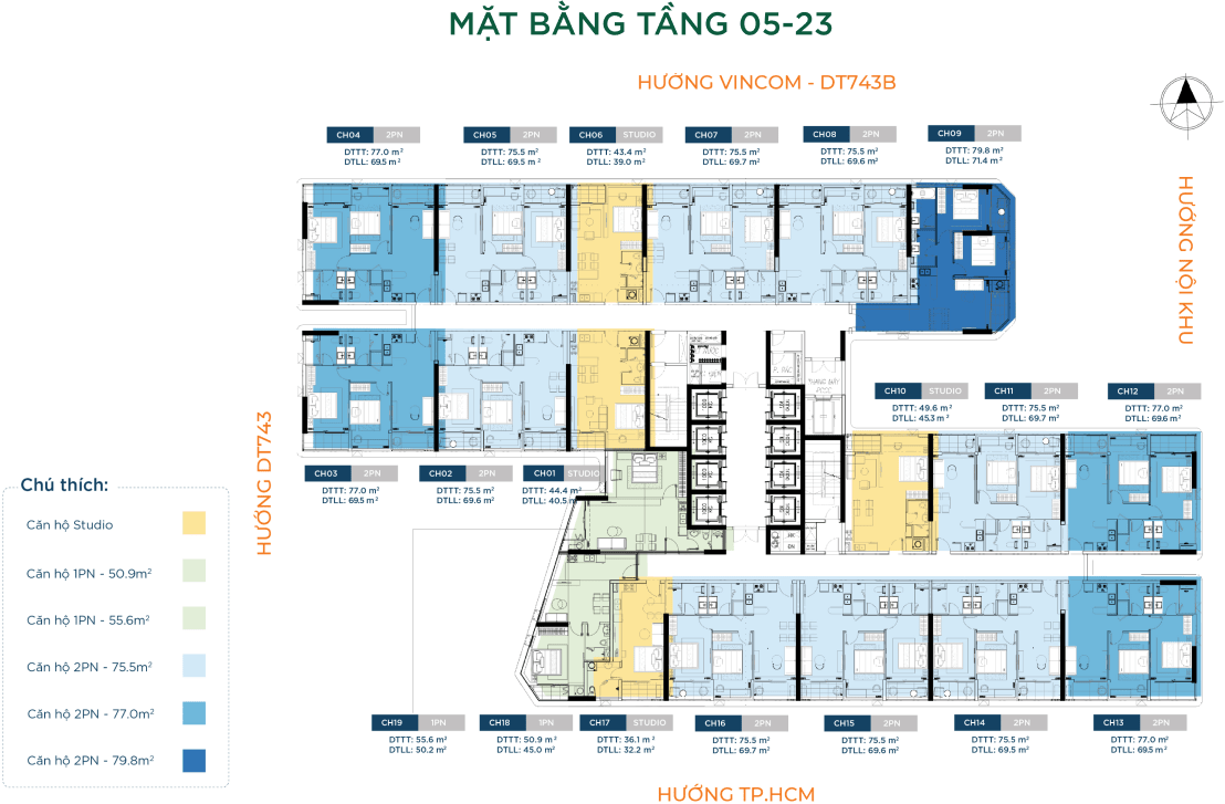 Mặt bằng tầng 5-23