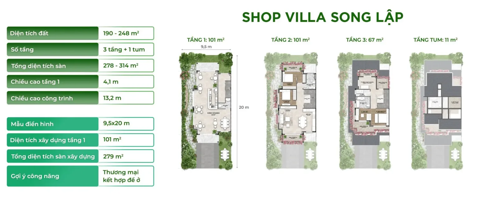 Shop Villa Song Lập