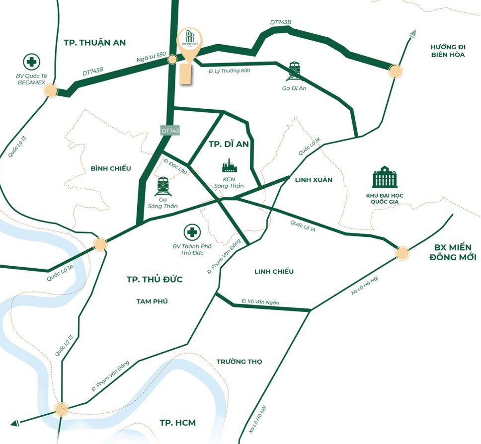 Vị trí dự án Căn hộ vườn treo The Infinity